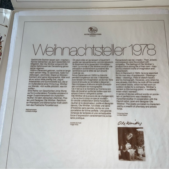 1978 Hutschenreuther Weihnachts-Teller Goddess of Christmas Plate by Ole Winther - Picture 8 of 12